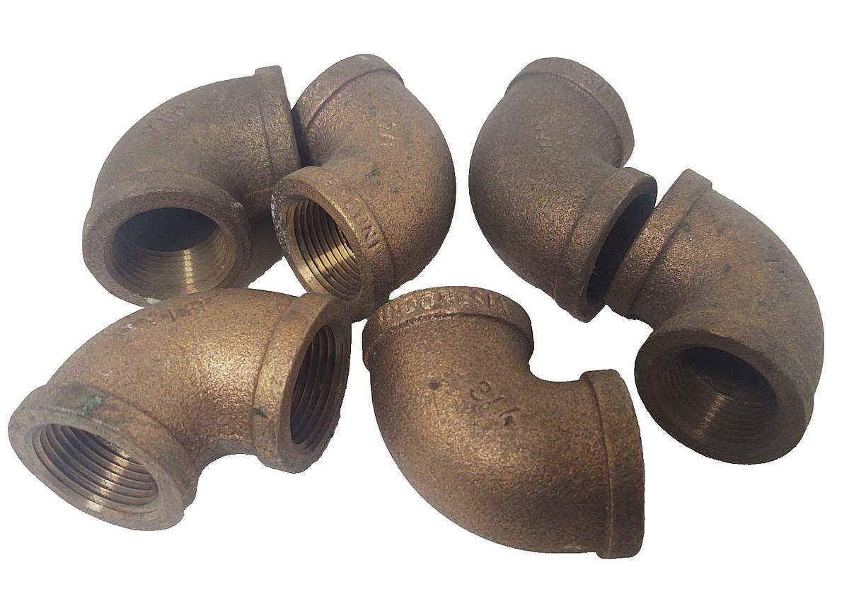 🔥(QTY 6) BRASS PIPE ELBOW FITTINGS 3/4" x 3/4" FEMALE NPT 90°