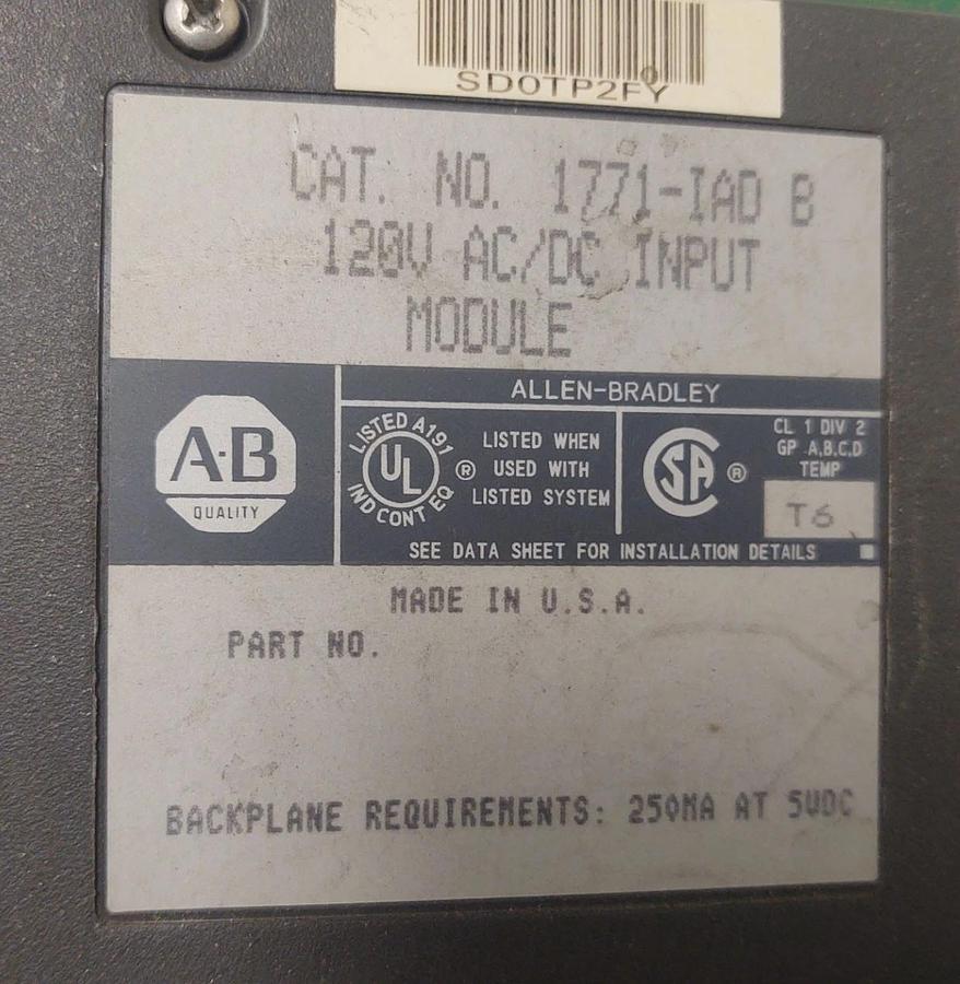 Used 🔥ALLEN BRADLEY 1771-IAD/D AC/DC INPUT MODULE