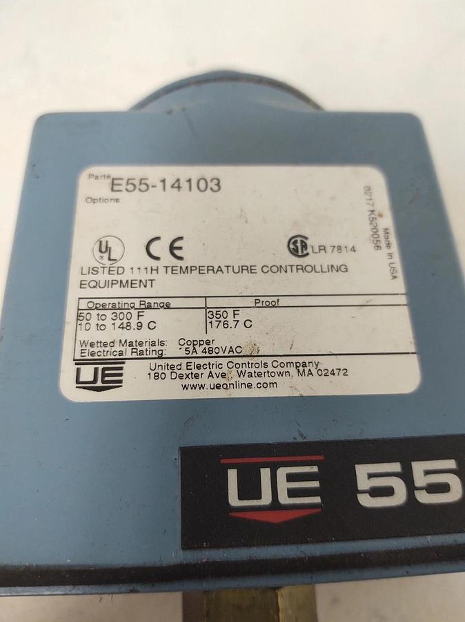 🔥 UNITED ELECTRIC E55-14103 TEMPERATURE CONTROLLER SWITCH 50-300°F 7" PROBE