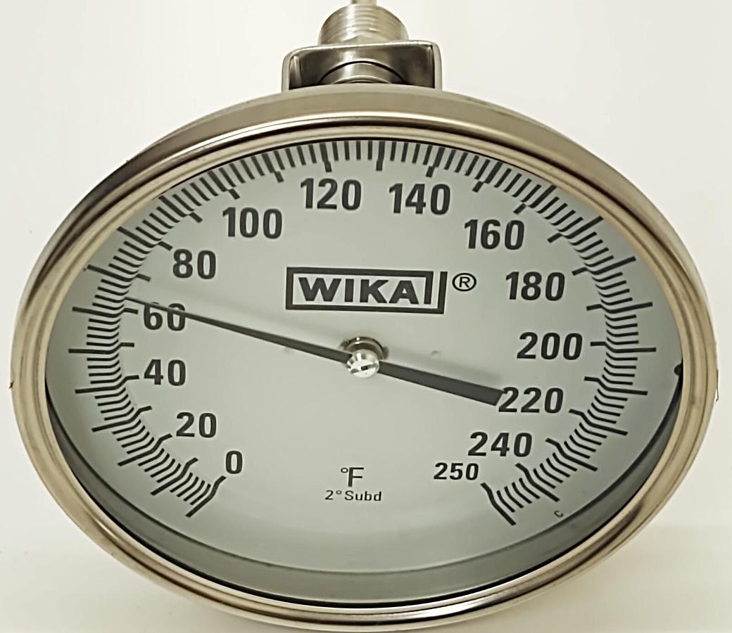 WIKA, Model 52, 52150D206G4, Temperature Gauge 15" Probe 0-250 F /NEW/ 5" Face