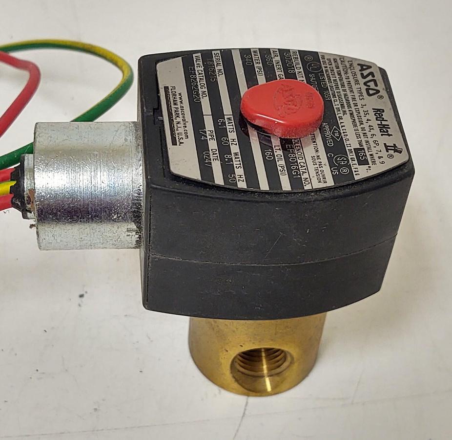 🔥 NEW ASCO EF8262G20 Red-Hat Solenoid Valve 120VAC 1/4in NPT 340 PSI Water