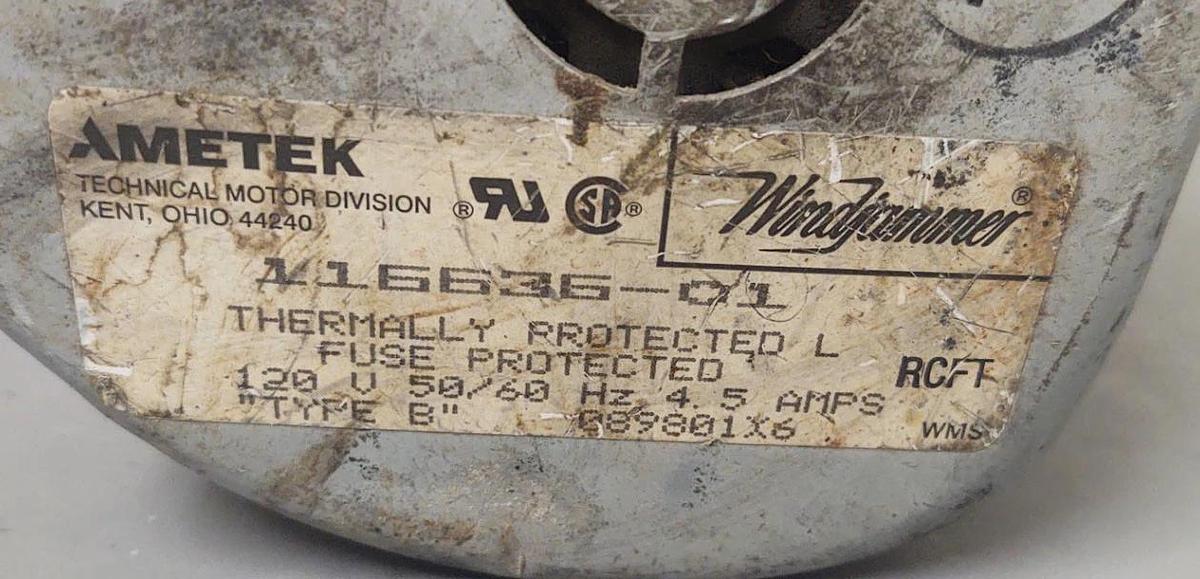 Used AMETEK Windjammer M16635-01 Blower Thermally Protected 120V