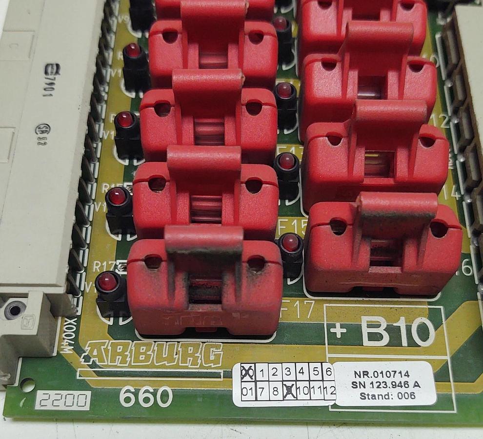 Used Arburg 660 SN. 123.946A Distribution Card with Fuses for Allrounder