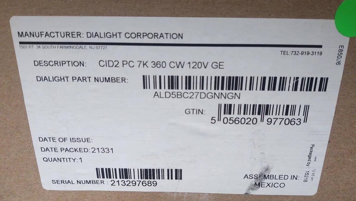 🔥(NEW) DIALIGHT - ALD5BC27DGNNGN - SAFELIGHT - LED AREA LIGHT - 100/277 VAC