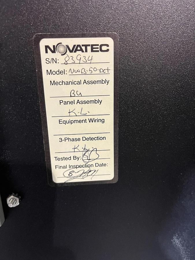 Used NOVATEC Desiccant Wheel Dryer NWB-50-DC+ USED 480 V