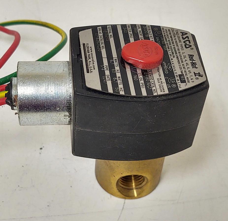 🔥 NEW ASCO EF8262G20 Red-Hat Solenoid Valve 120VAC 1/4in NPT 340 PSI Water