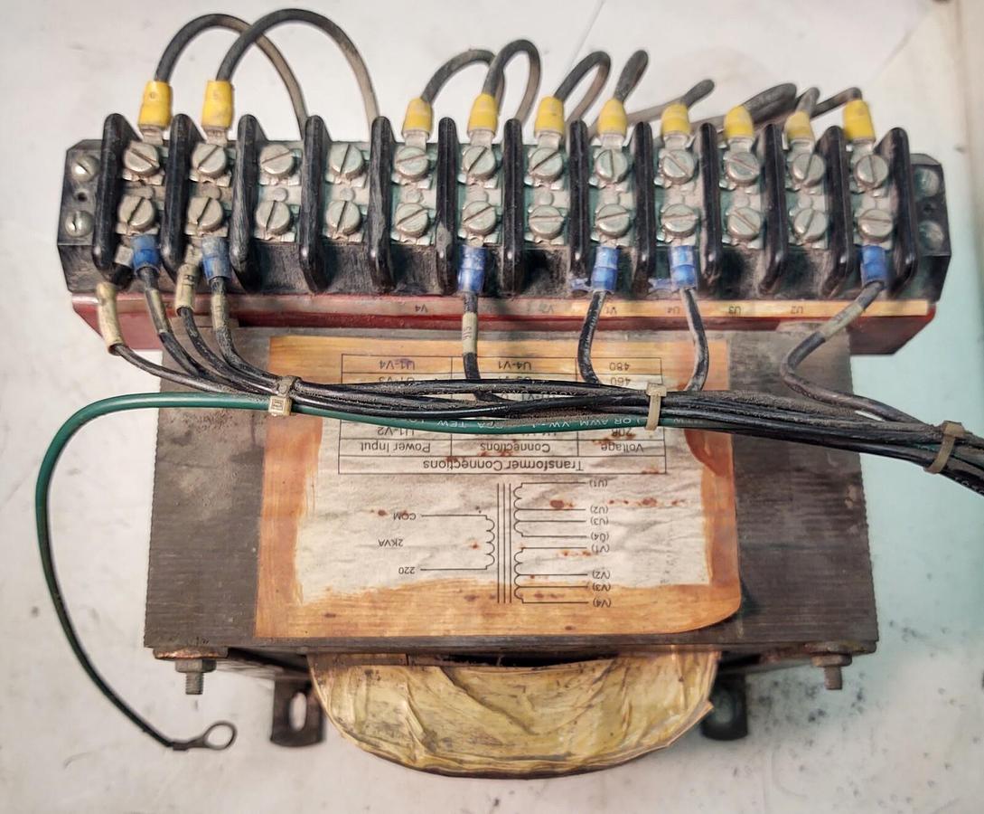 Used MITSUBISHI 2 KVA Control Transformer 486-050595 480V Multi-Tap 220V Out
