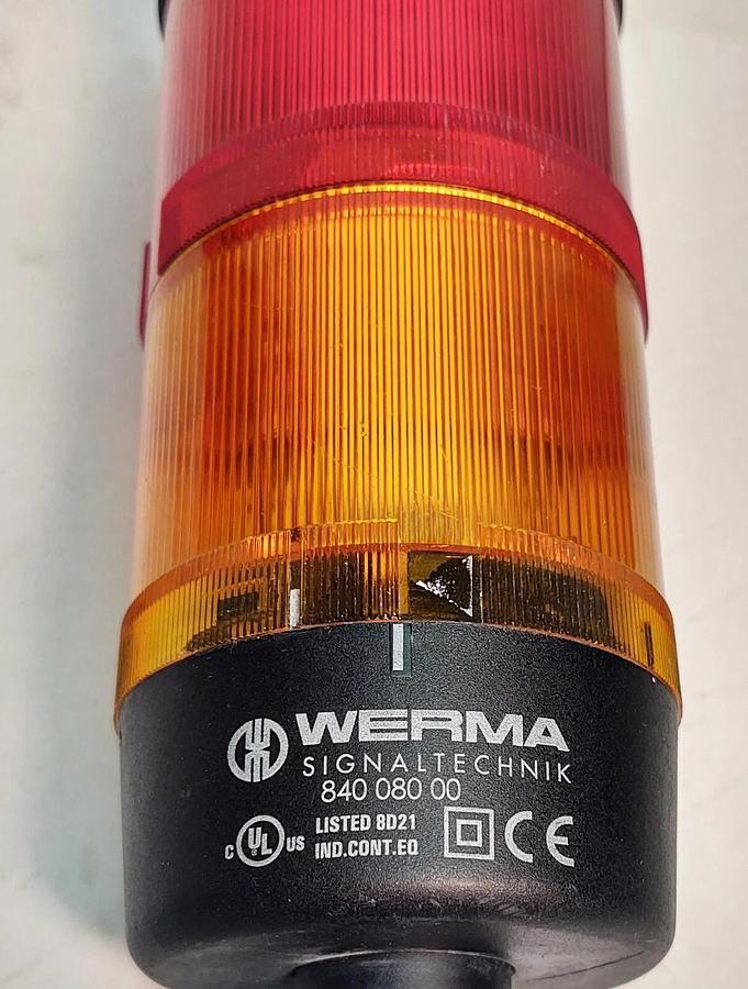 Used Werma Signal Technik 840-080-00 2-Tier Stack Light Signal Tower Amber Red