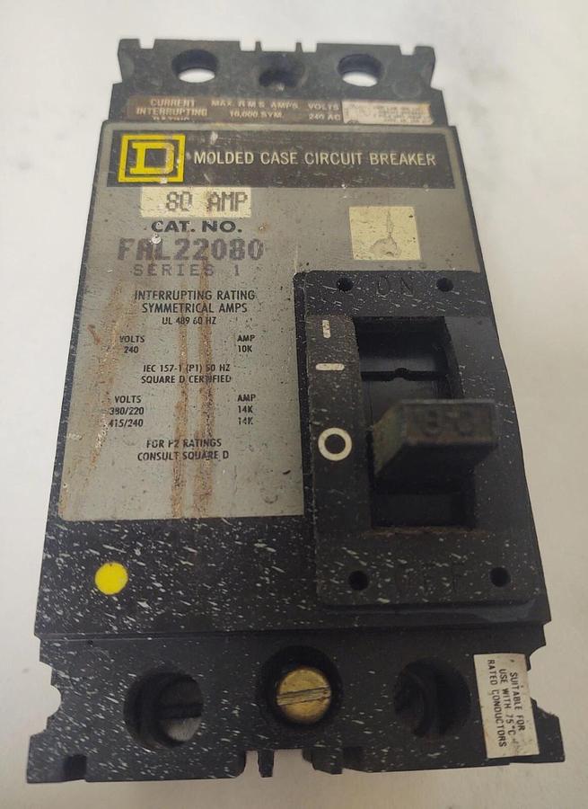 Used 🔥 Square D FAL22080 80 Amp 240 VAC 2 Pole Circuit Breaker
