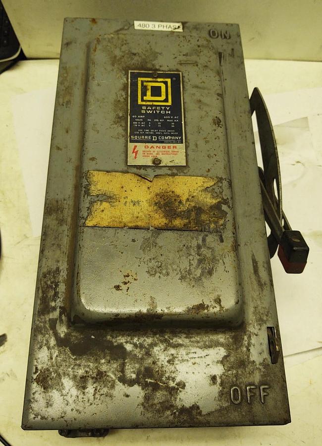 Used Square D H362 60 Amp 600 VAC 3 Phase 3P Fusible Disconnect Switch W/Fuses