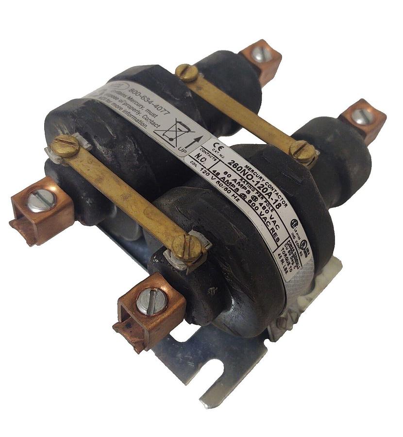 Used 🔥 MERCURY CONTACTOR 260NO-120A-18 48-60AMPS 480-600VAC 120V 50/60HZ 2Pole