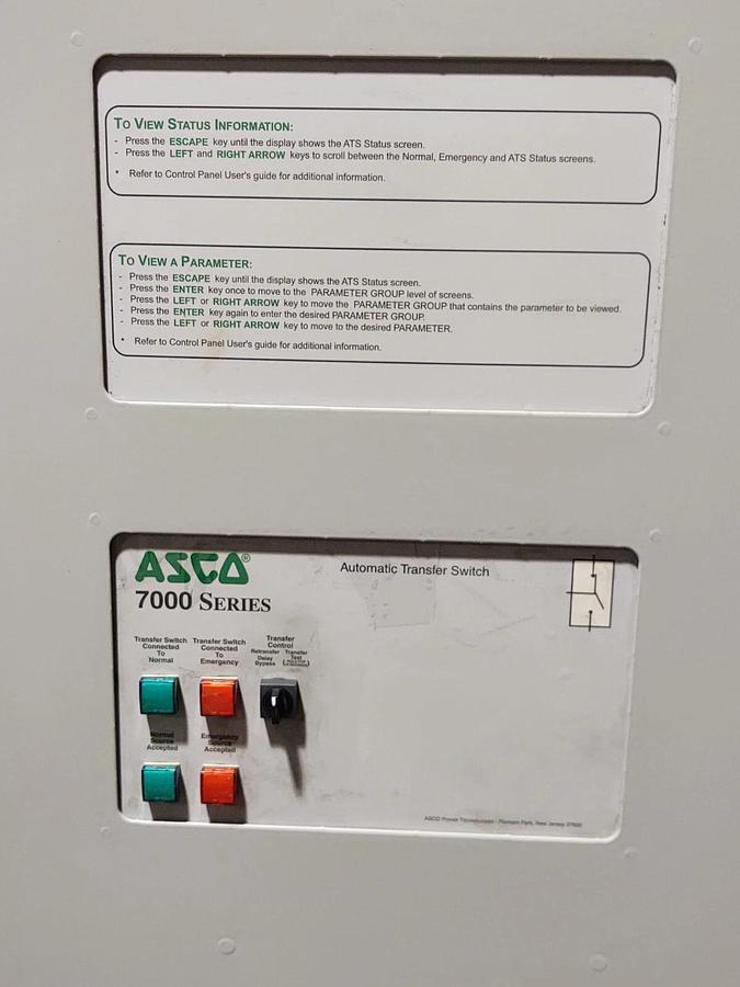 Used 🔥 ASCO 7000 Series Automatic Transfer Switch, 600A, 4 Wire, 480V, 3ph CLEAN