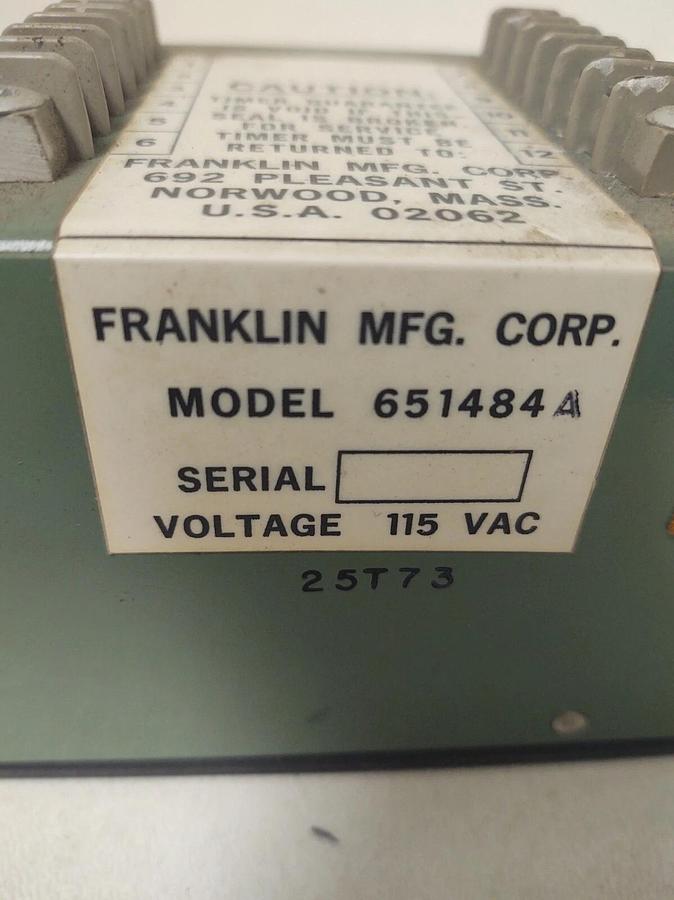 Used 🔥 Franklin MFG Corp Timer Module Model 651484 115V