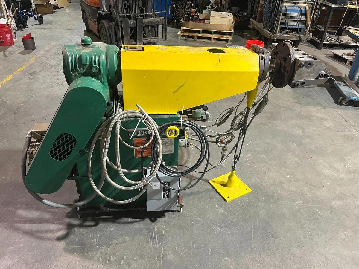 Used Sterling 3 HP 1" Extruder with 8" EDI U75 Sheet die Killon 3 Roll Sheet Stack