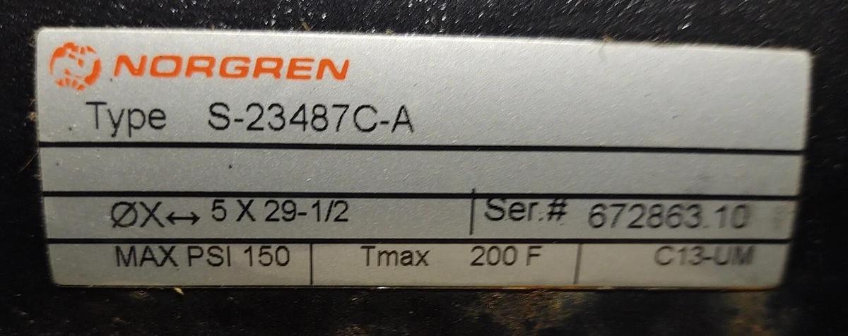 Norgren Pneumatic Cylinder S-23487C-A 5" bore 29 1/2" Stroke