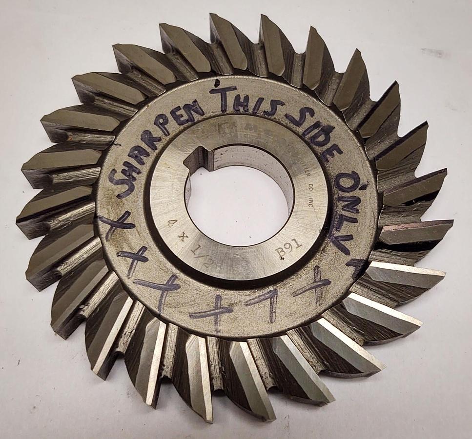Used Morse UK Horizonal Side Mill Cutter 4" X 1/2" X 1"  HSS SHARP FREE SHIPPING