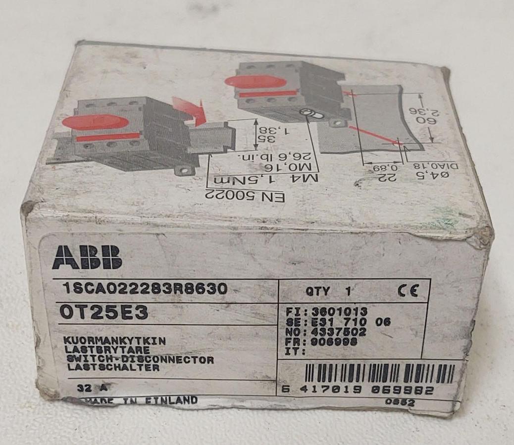 🔥ABB OT25E3S / OT25E3S, 1SCA022283R8630 DISCONNECT SWITCH, 3POLE, 25A