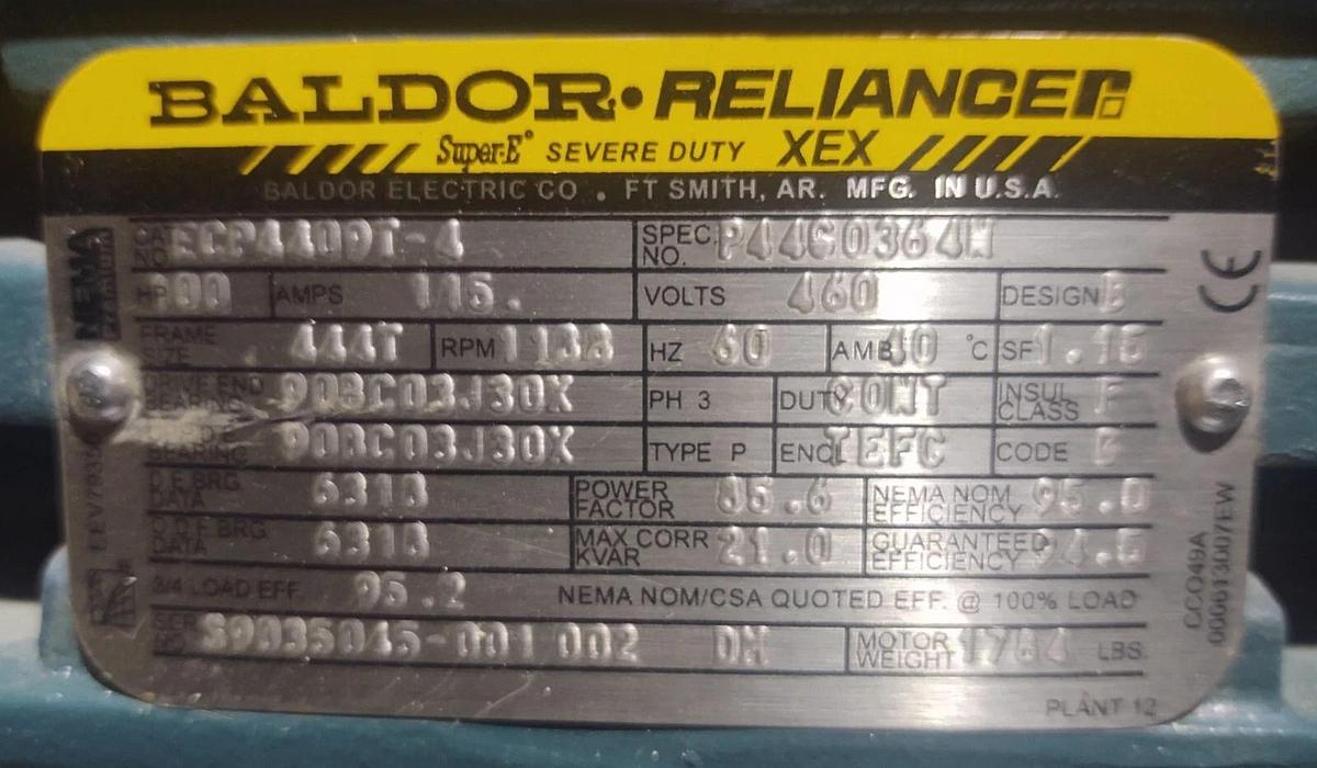 🔥NEW BALDOR ELECTRIC MOTOR ECP4409T-4 100 HP, 1200 RPM, 460V, 444T FRAME