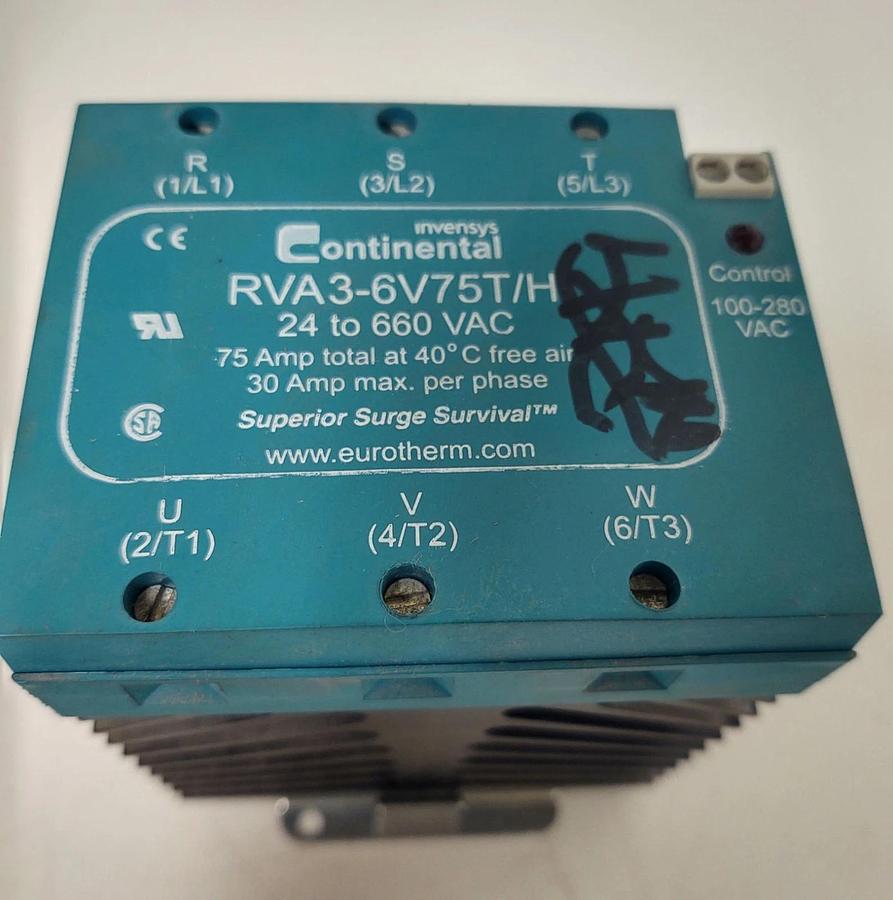 Used 🔥RVA3 6V75T/H Continental DIN Rail Three Phase Solid State Relay SSR Heat Sink