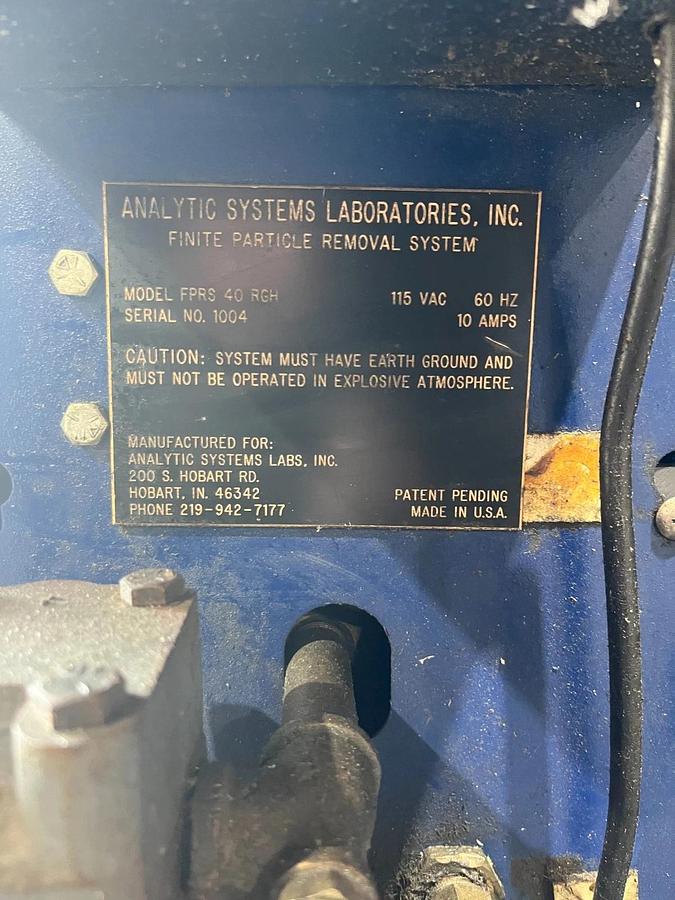 Used analytic systems lab Finite particle removal system oil filter FPRS 40 ABH