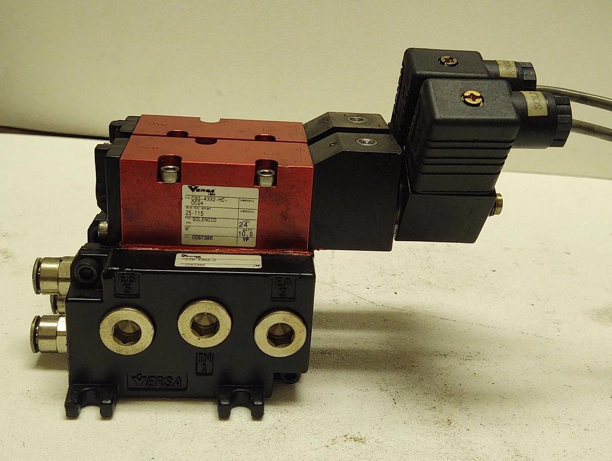 Used VERSA CUST-C7BOTTOM-P220-000328 VALVE ASSEMBLY 24VDC CSG-4332-HC-D024 C7M-4362-2