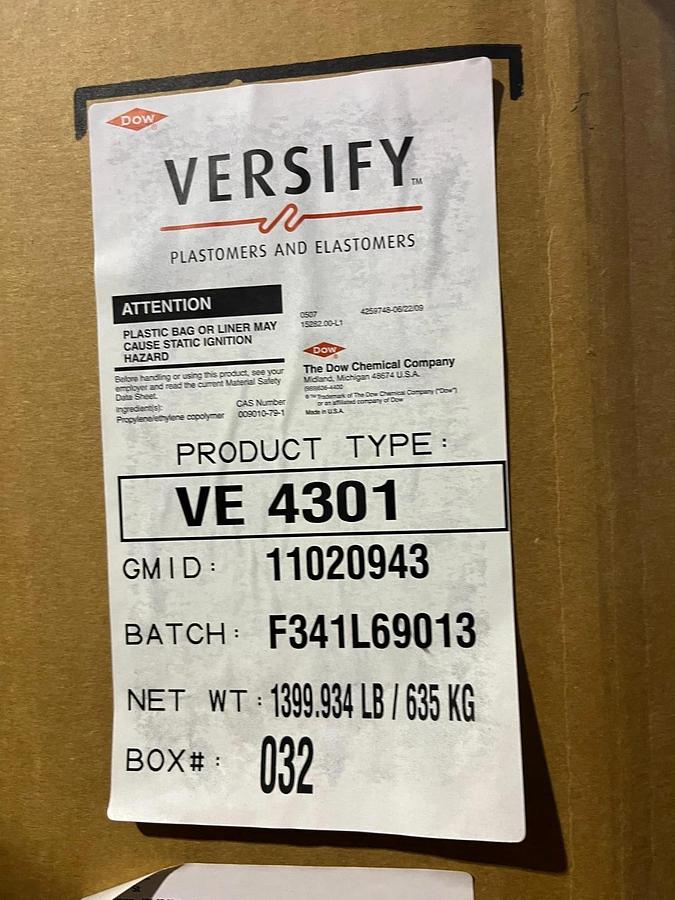 Versify VE 4301 Elastomer PP Modifier 3,120 Lbs.