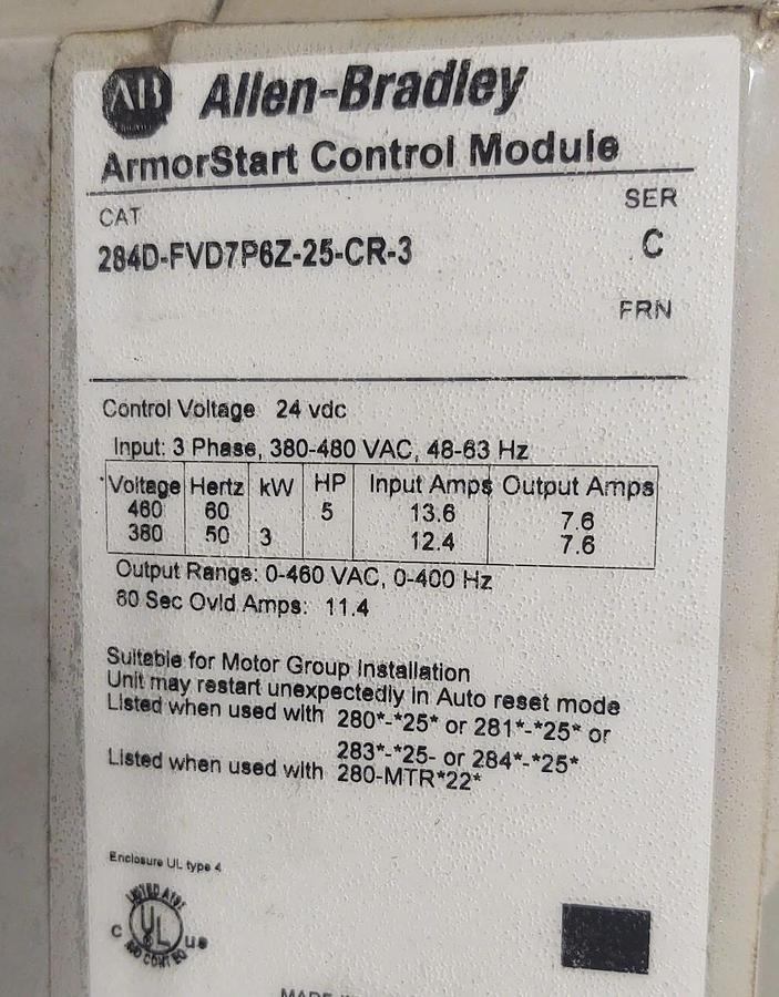 Used đŸ”¥Allen Bradley 284D-FVD7P6Z-25-CR-3 Control Module 280D-FN-25-C GUARANTEED