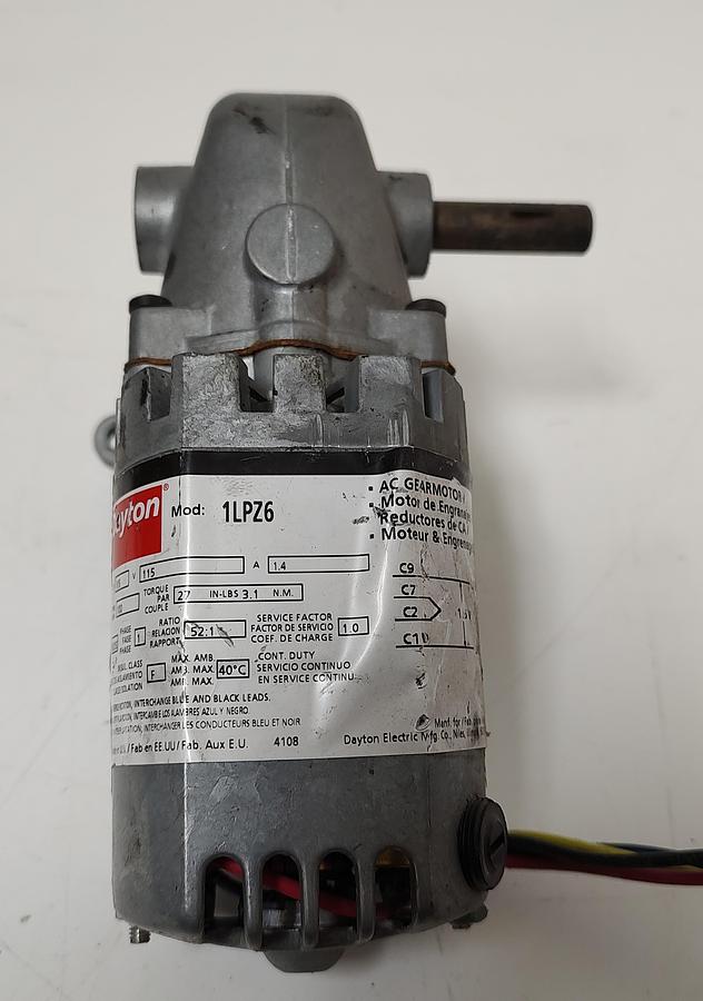 Used TESTED Dayton 115VAC Right Angle 90° 100 RPM Electric Motor 1LPZ6