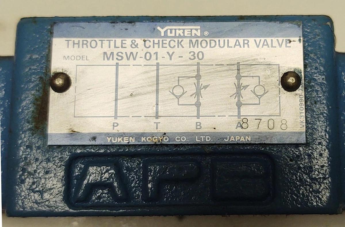 Used Yuken MSW-01-Y-30 MSW01Y30 Throttle Valve Check Valve