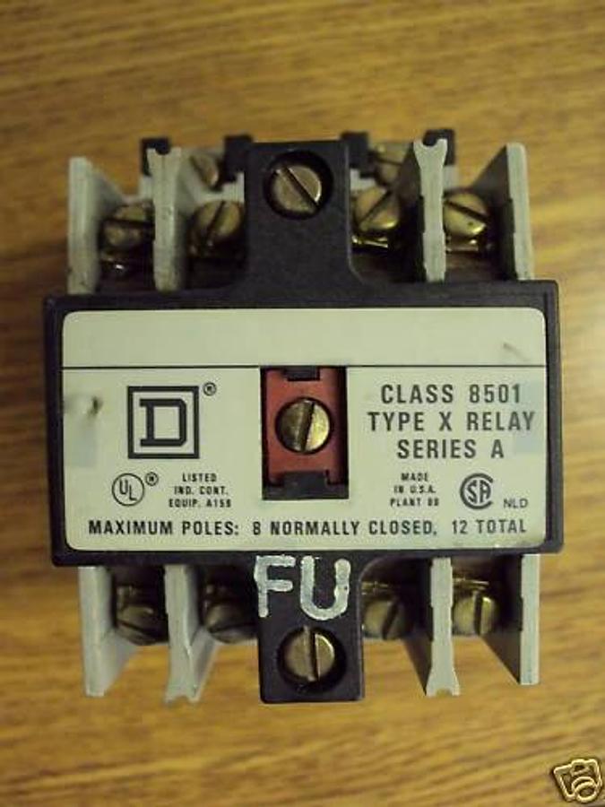 Used Square D Contactor Relay Class 8501 FU 120 AC Coil