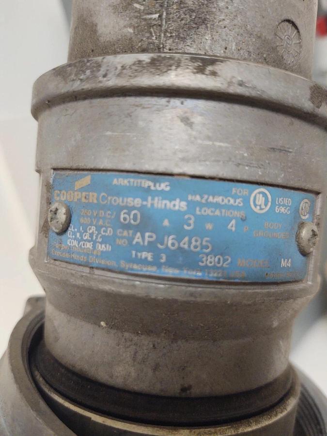 Used 🔥 ⭐ Eaton Crouse Hinds APJ6485 60-Amp Plug Nice Condition