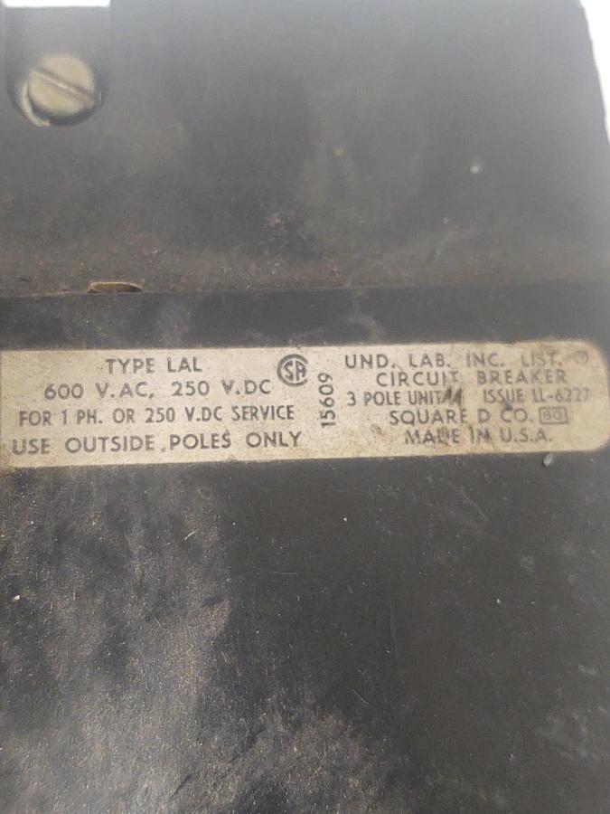 Used 🔥SQUARE D SERIES 3 CIRCUIT BREAKER 250A 3-POLE 600VAC