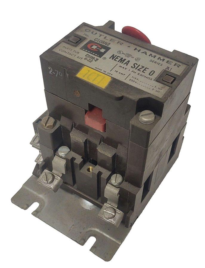 Used 🔥 TESTED Cutler Hammer C10BN2 Size 0 18A Contactor 110/120 Coil