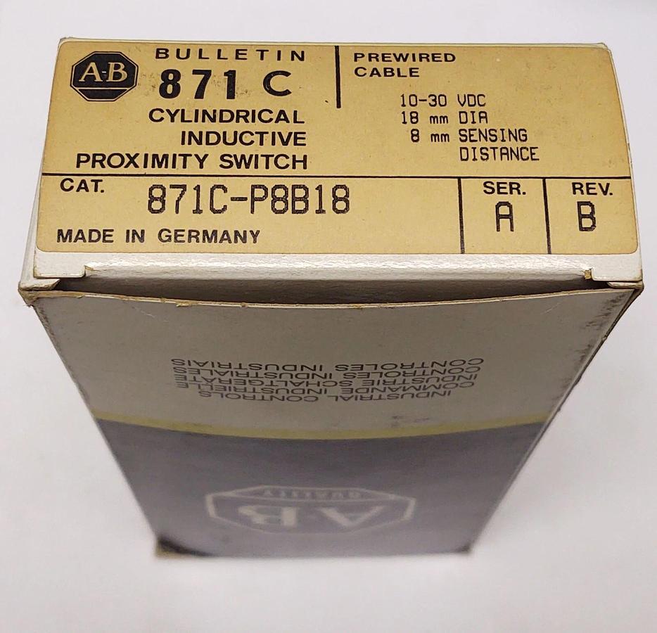 ALLEN-BRADLEY 871C-P8B18 INDUCTIVE PROXIMITY SWITCH 8MM RANGE NOS FREE SHIPPING