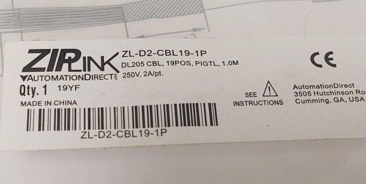 🔥(NEW) Zip Link ZL-D2-CBL19-1 PLC Input/Output Cable, 250V