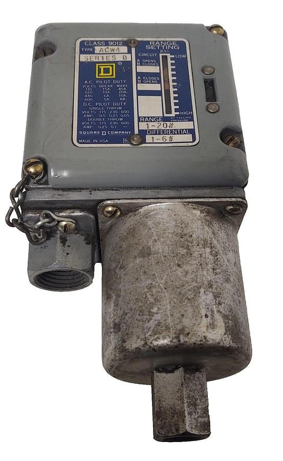 Used 🔥Square D 9012ACW4 9012 ACW-4 Pressure Switch,  1–20 PSI