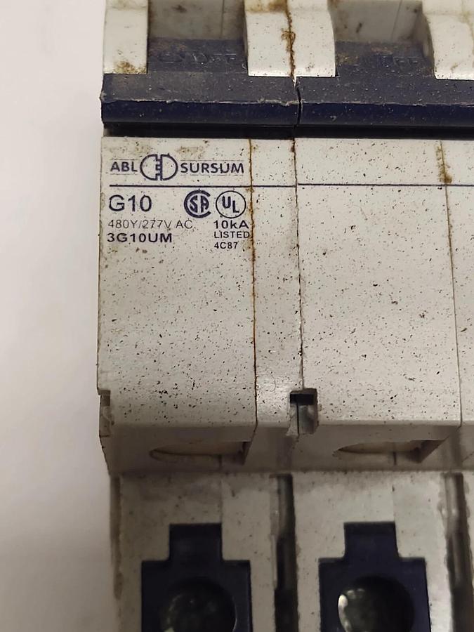 Used 3G10UM ABL Sursum G10 480/277V  10A 3 Pole Circuit Breaker DIN Rail