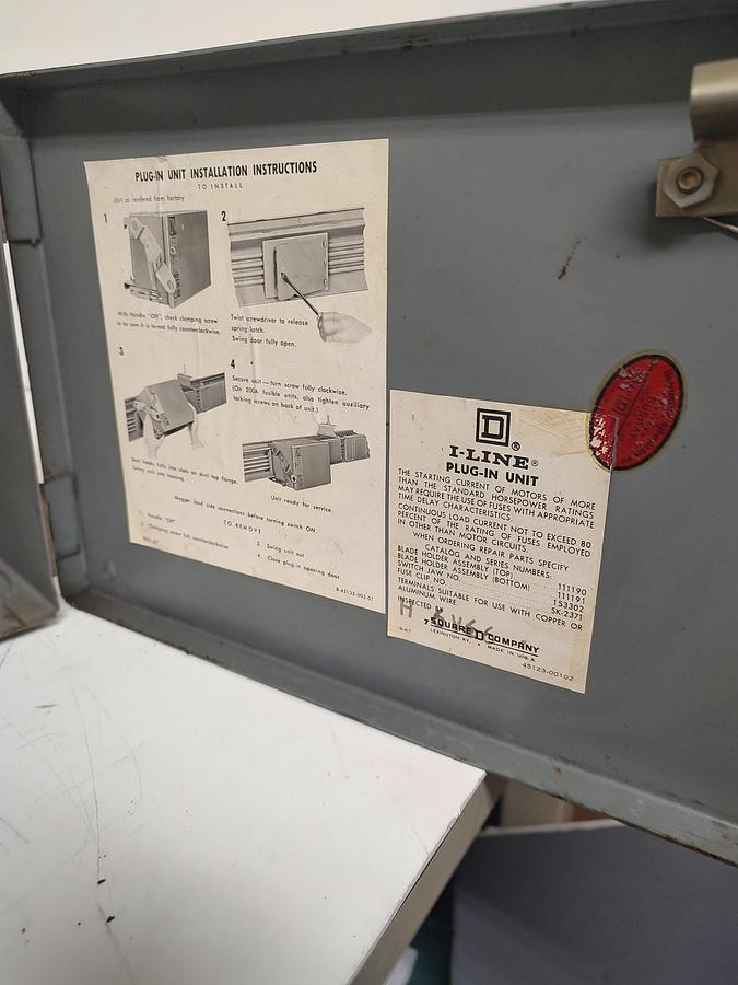 Used Square D PQ4203G 3P4W 30A 240V Fusible I-Line Switch Horizontal Bus Plug