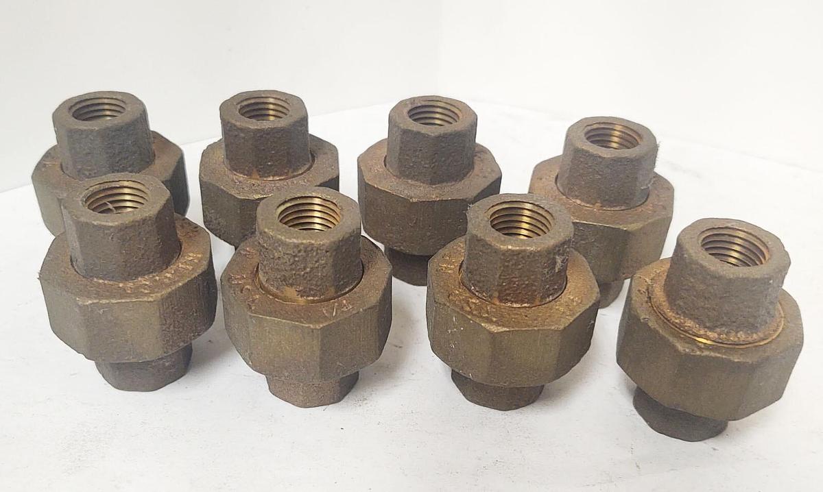 🔥 (8PCS NEW) BRONZE UNION 1/4" NPT Female Pipe Fitting Made in the USA