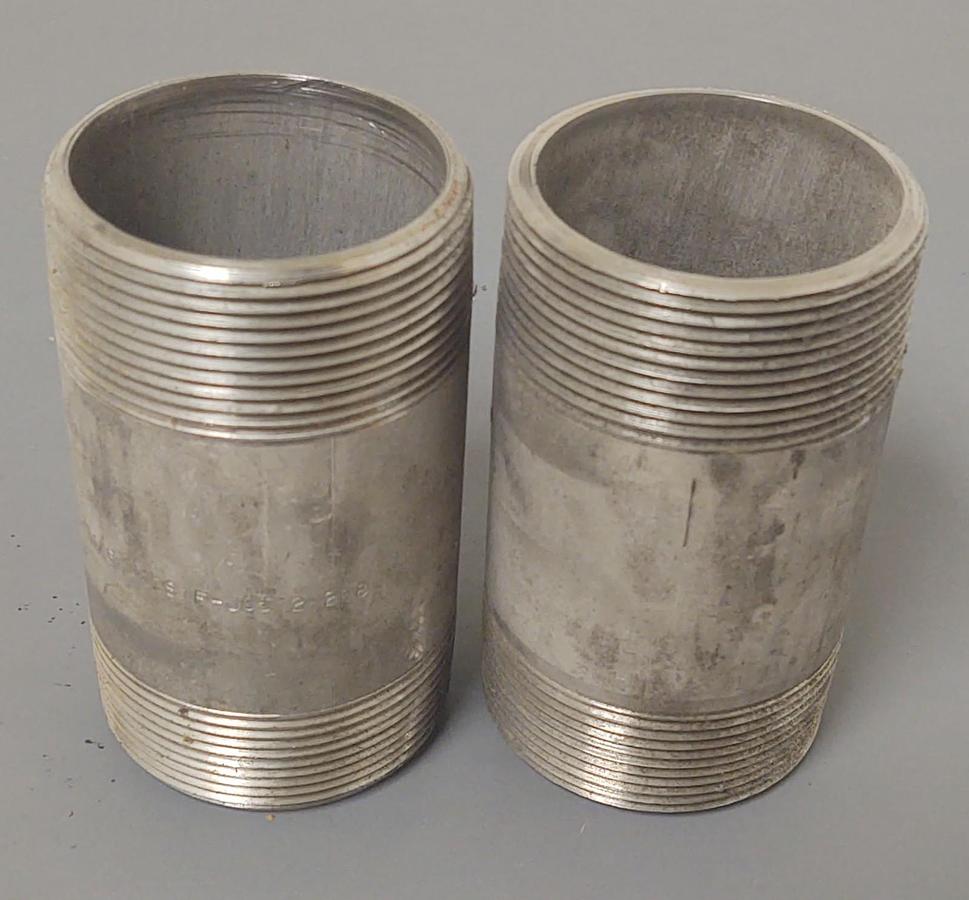🔥(QTY 2) Pipe Nipple 316 Stainless Steel 2" NPT x 4" Schedule 40