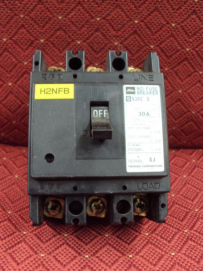 Used Toshiba NO-FUSE Breaker S30C 3 Pole Circuit Breaker 30 AMP 41-17600