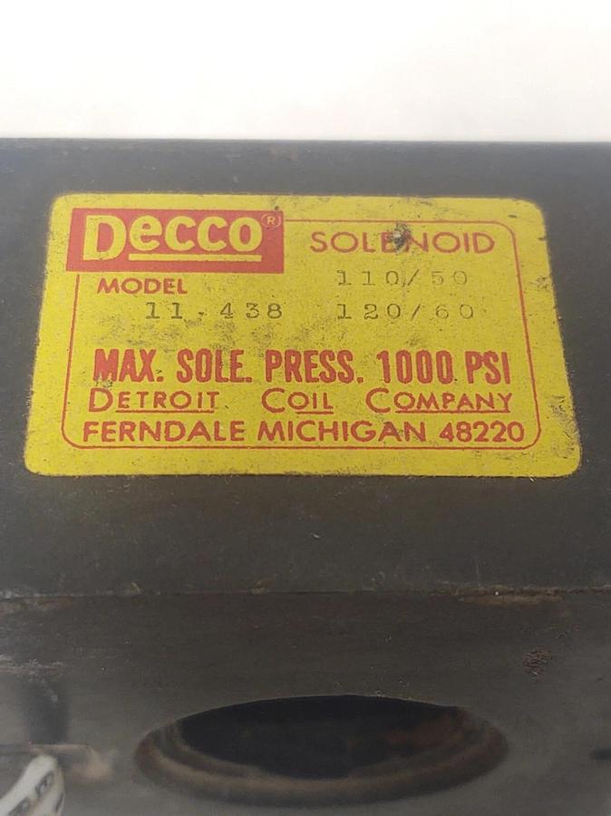 Used 🔥 DECCO Model 11-438 Solenoid Coil 110/120VAC 50/60Hz MADE IN USA