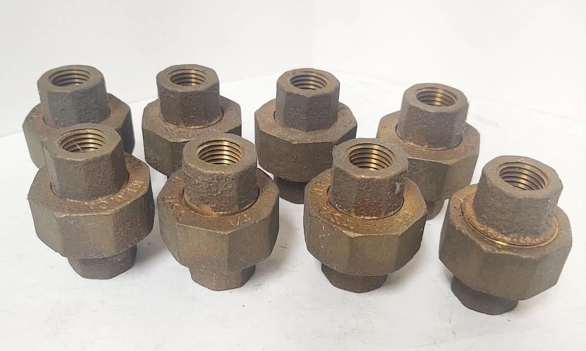🔥 (8PCS NEW) BRONZE UNION 1/4" NPT Female Pipe Fitting Made in the USA