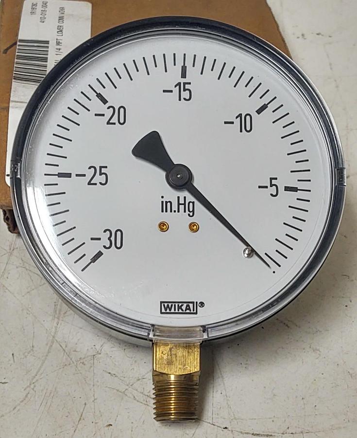 🔥Wika 111.104 Commercial Vacuum Gauge, 30 To 0 Psi, 4" Dial, 1/4 In