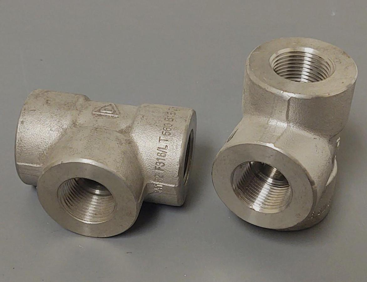 🔥(QTY 2) 3/4" NPT 316L Stainless-Steel High-Pressure Pipe Tee Fitting