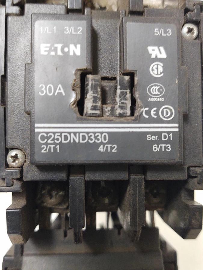Used 🔥Eaton C25DND330 Contactor with Overloads 440-480V Coil 30 Amp