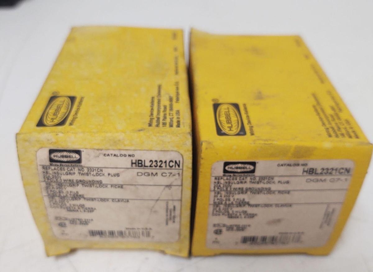 🔥QTY 2 New Hubbell HBL2321 Locking Plug 20A 250V AC – Industrial Grade