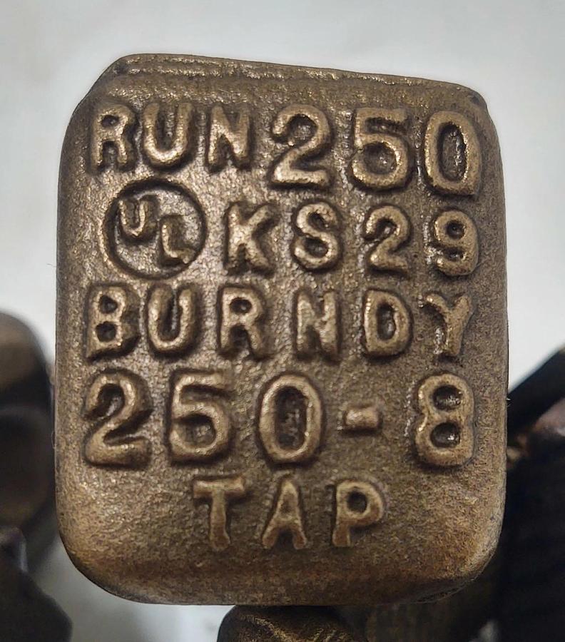🔥QTY 3 - Bronze Burndy KS29 Split Bolt Connector RUN 250 250-8 TAP KS-29