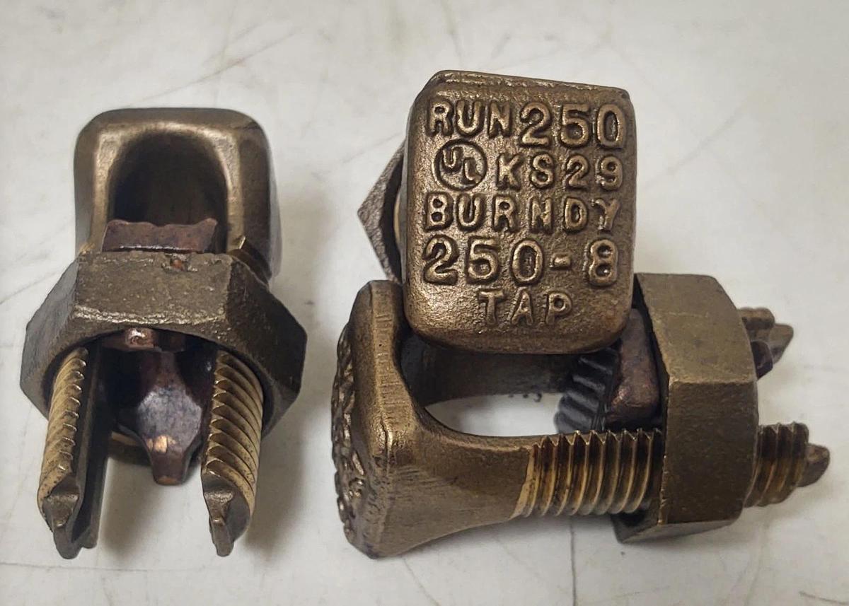 🔥QTY 3 - Bronze Burndy KS29 Split Bolt Connector RUN 250 250-8 TAP KS-29