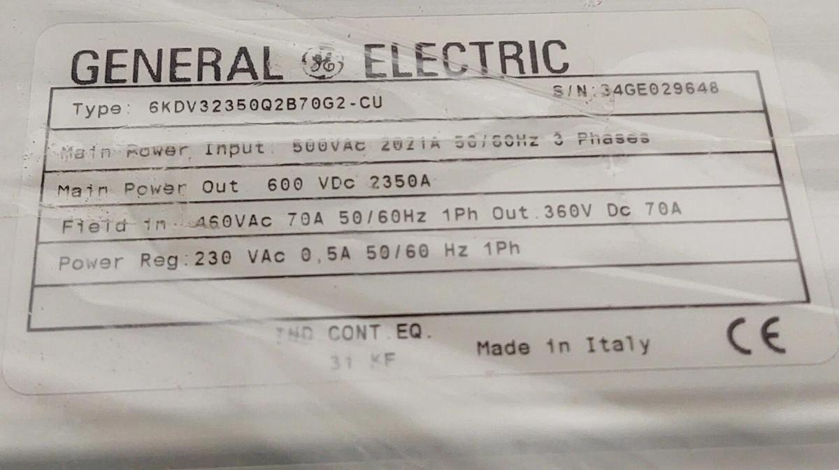 (NEW) GENERAL ELECTRIC 6KDV32350Q2B70G2-CU DV-300 VARIABLE 600V DC DRIVE